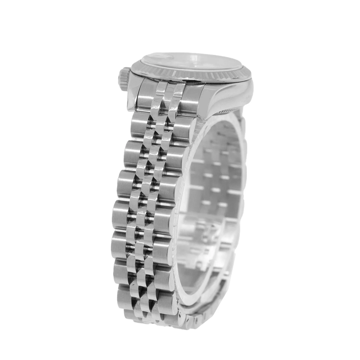 Rolex Datejust 26mm White Gold Steel White Roman Dial Fluted Bezel 179174