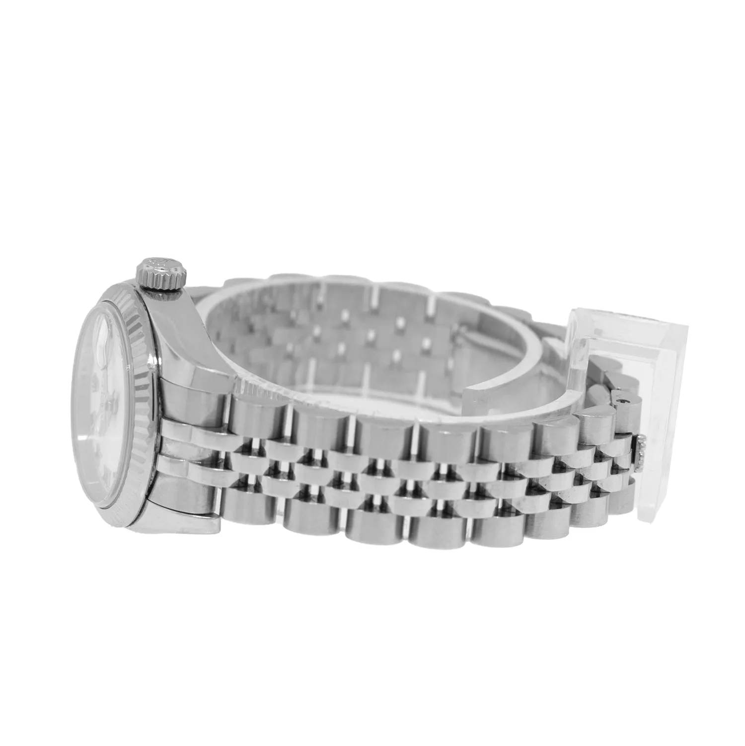 Rolex Datejust 26mm White Gold Steel White Roman Dial Fluted Bezel 179174