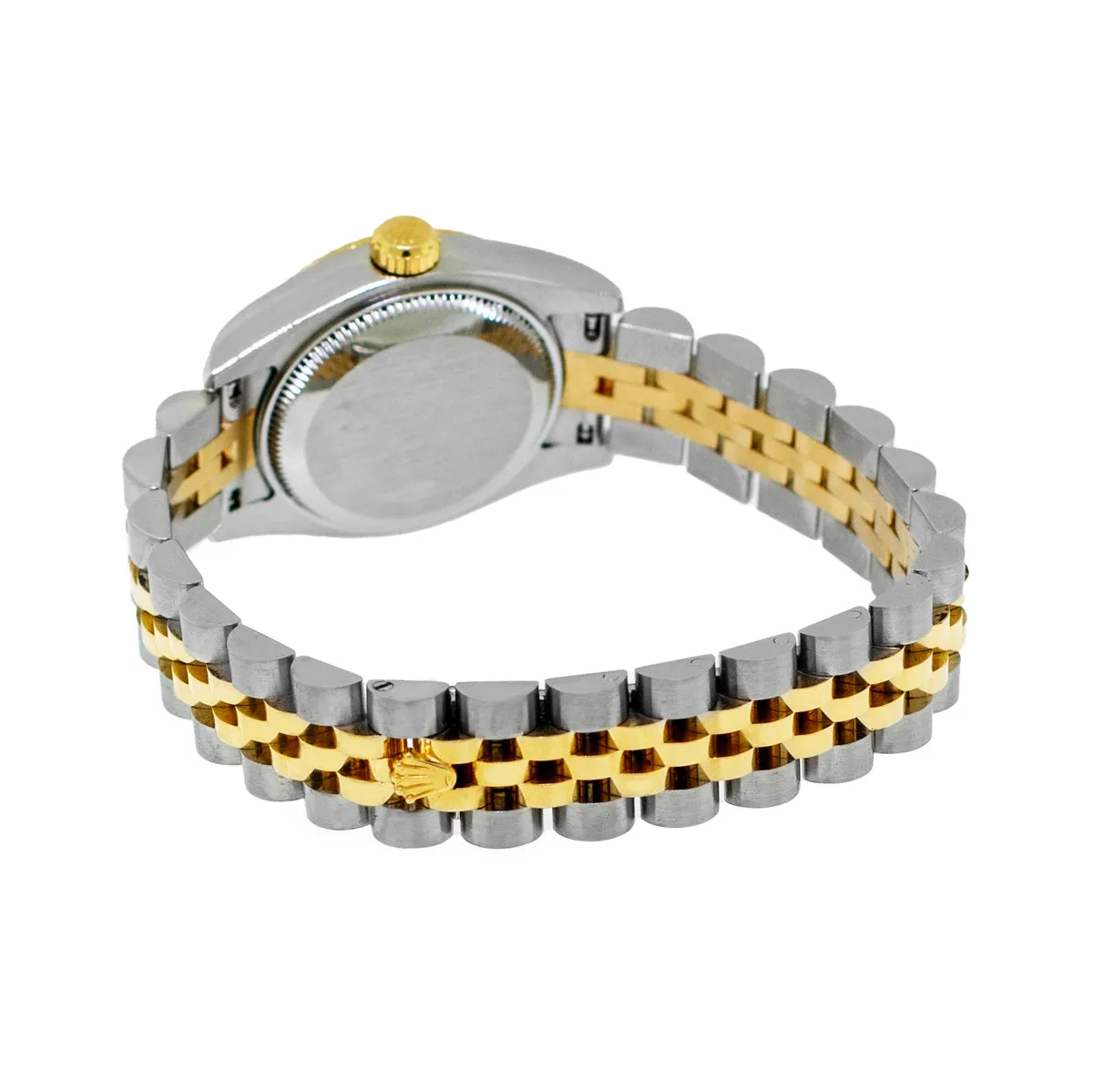 Rolex Datejust 26mm Yellow Gold Steel White Roman Dial Fluted Bezel 179173