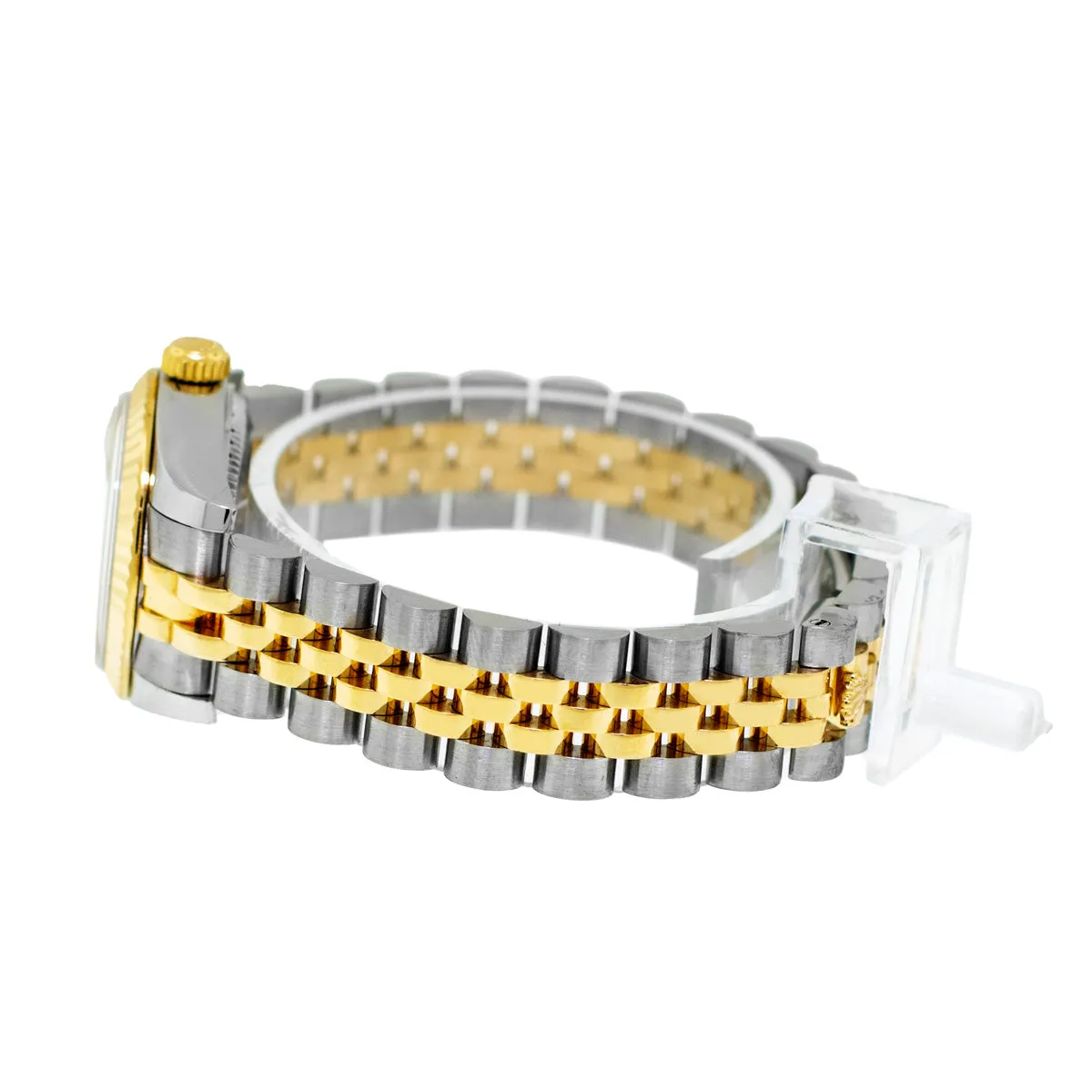 Rolex Datejust 26mm Yellow Gold Steel White Roman Dial Fluted Bezel 179173