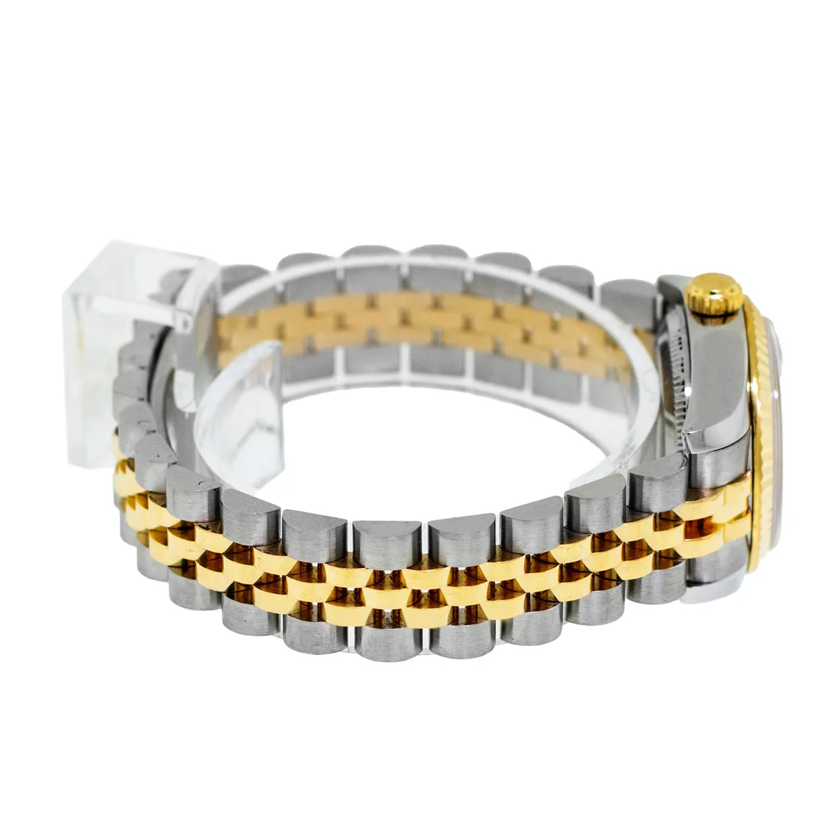 Rolex Datejust 26mm Yellow Gold Steel White Roman Dial Fluted Bezel 179173