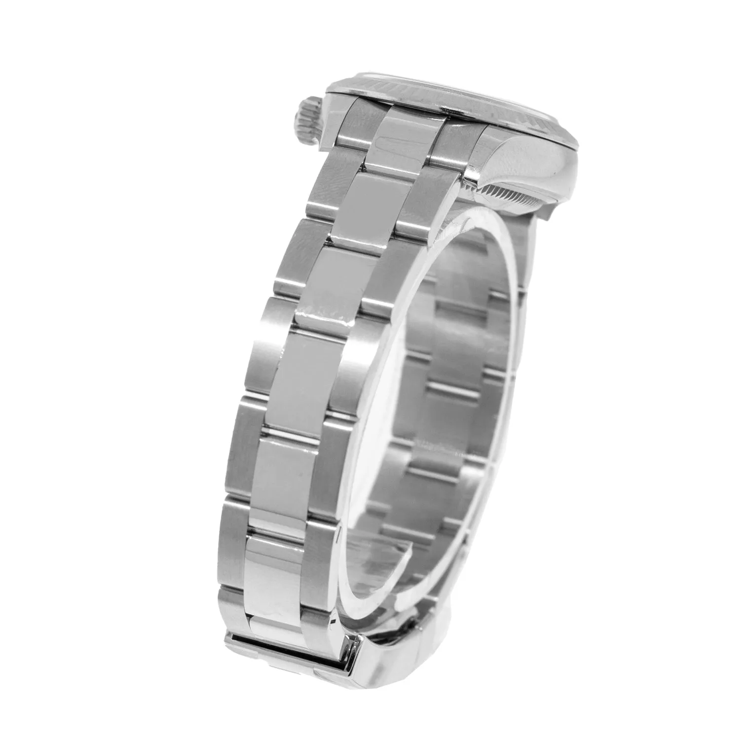 Rolex Datejust 28mm White Gold Steel White Roman Dial Fluted Bezel 279174