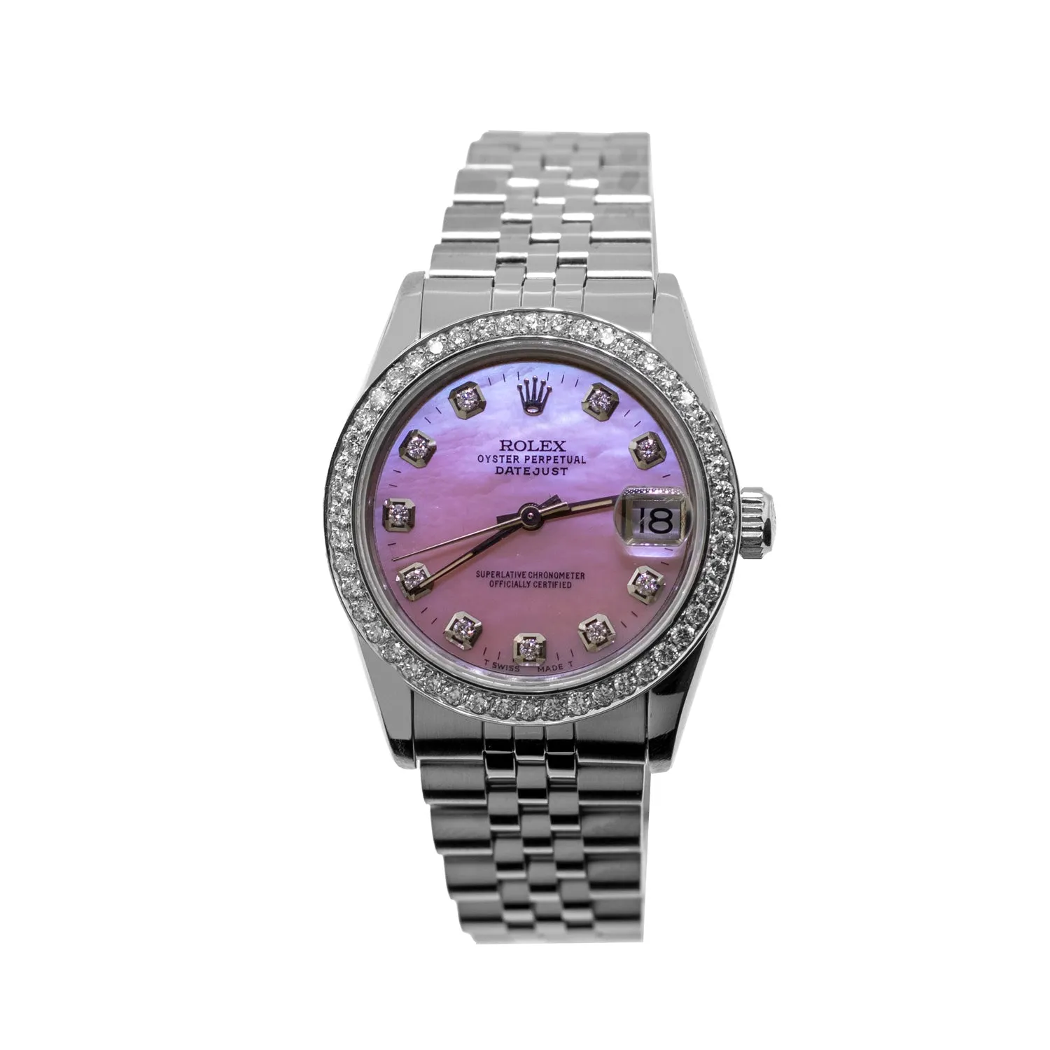Rolex Datejust 31mm Stainless Steel Pink MOP Diamond Dial & Bezel 68240