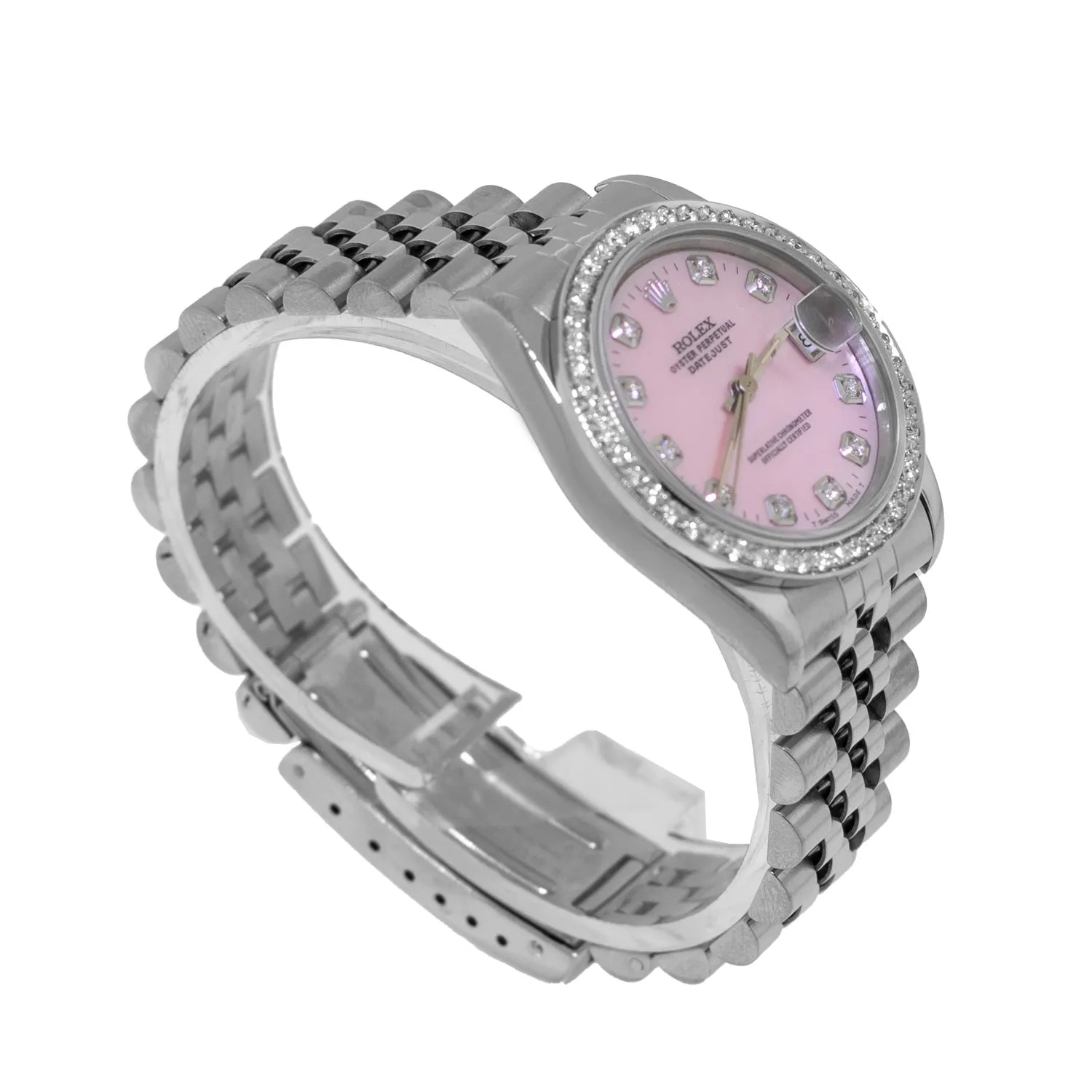 Rolex Datejust 31mm Stainless Steel Pink MOP Diamond Dial & Bezel 68240