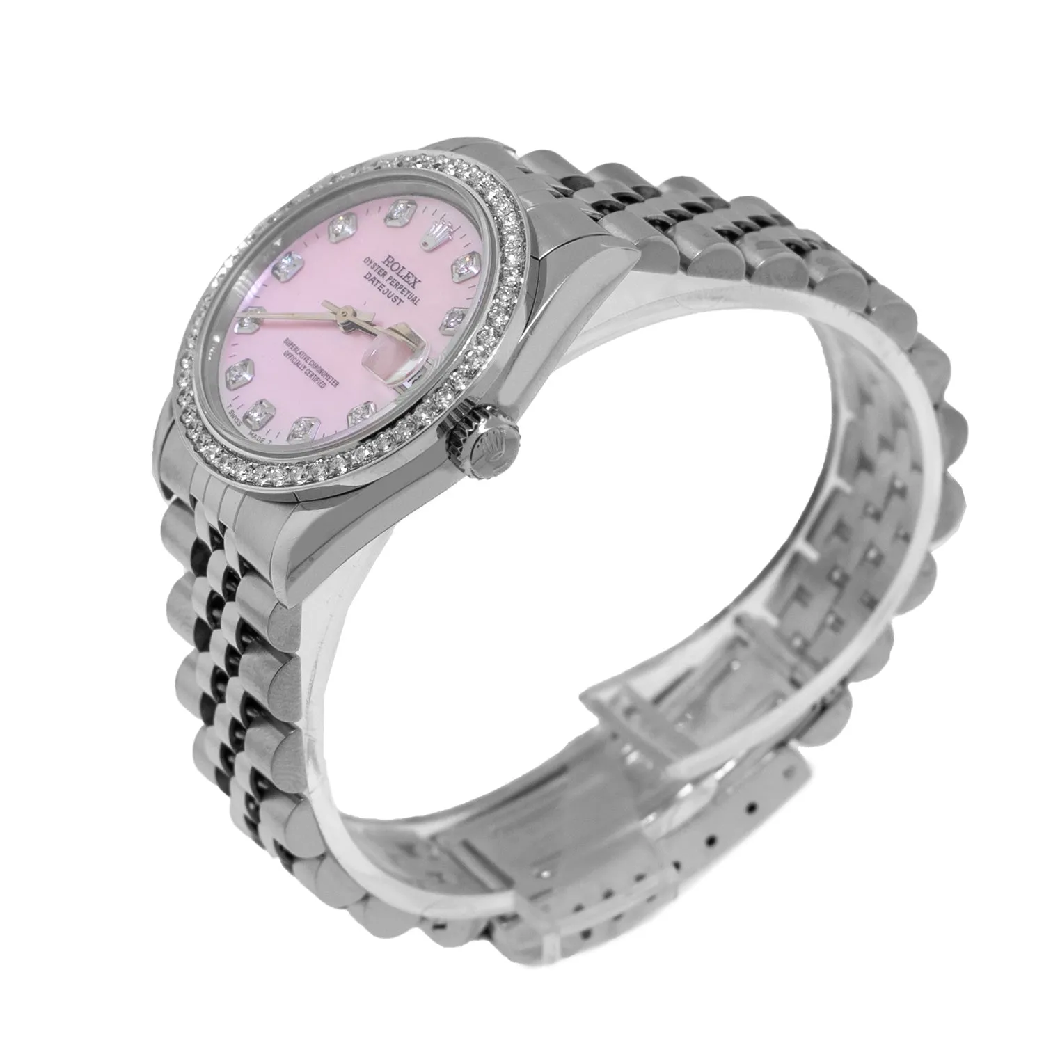 Rolex Datejust 31mm Stainless Steel Pink MOP Diamond Dial & Bezel 68240