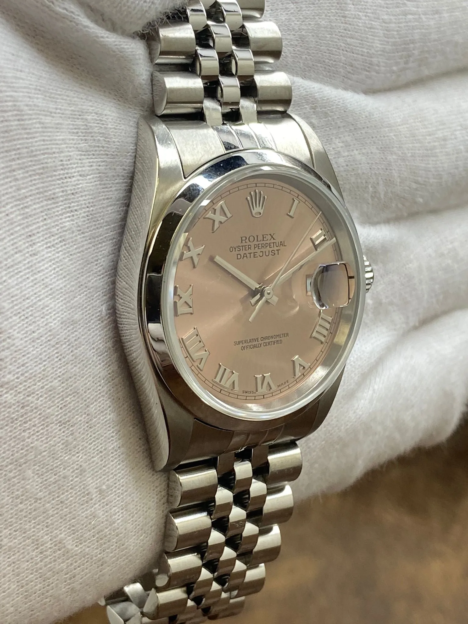 Rolex Datejust 36mm 16200 Salmon Roman Dial Automatic Watch