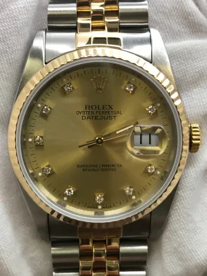 Rolex Datejust 36mm 16233 Champagne Dial Automatic Watch