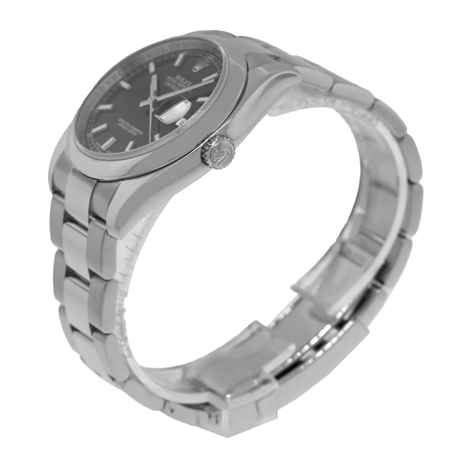 Rolex Datejust 36mm Stainless Steel Black Index Dial Smooth Bezel 116200