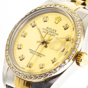 Rolex Datejust 36mm Yellow Gold & Steel Champagne Diamond Dial & Bezel 16013