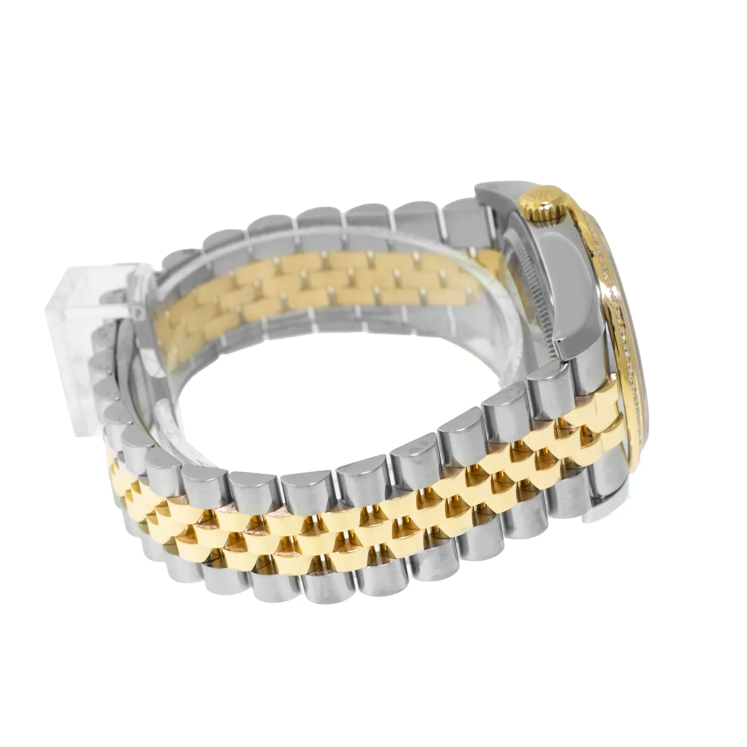 Rolex Datejust 36mm Yellow Gold & Steel Champagne Diamond Dial Diamond Bezel 116243