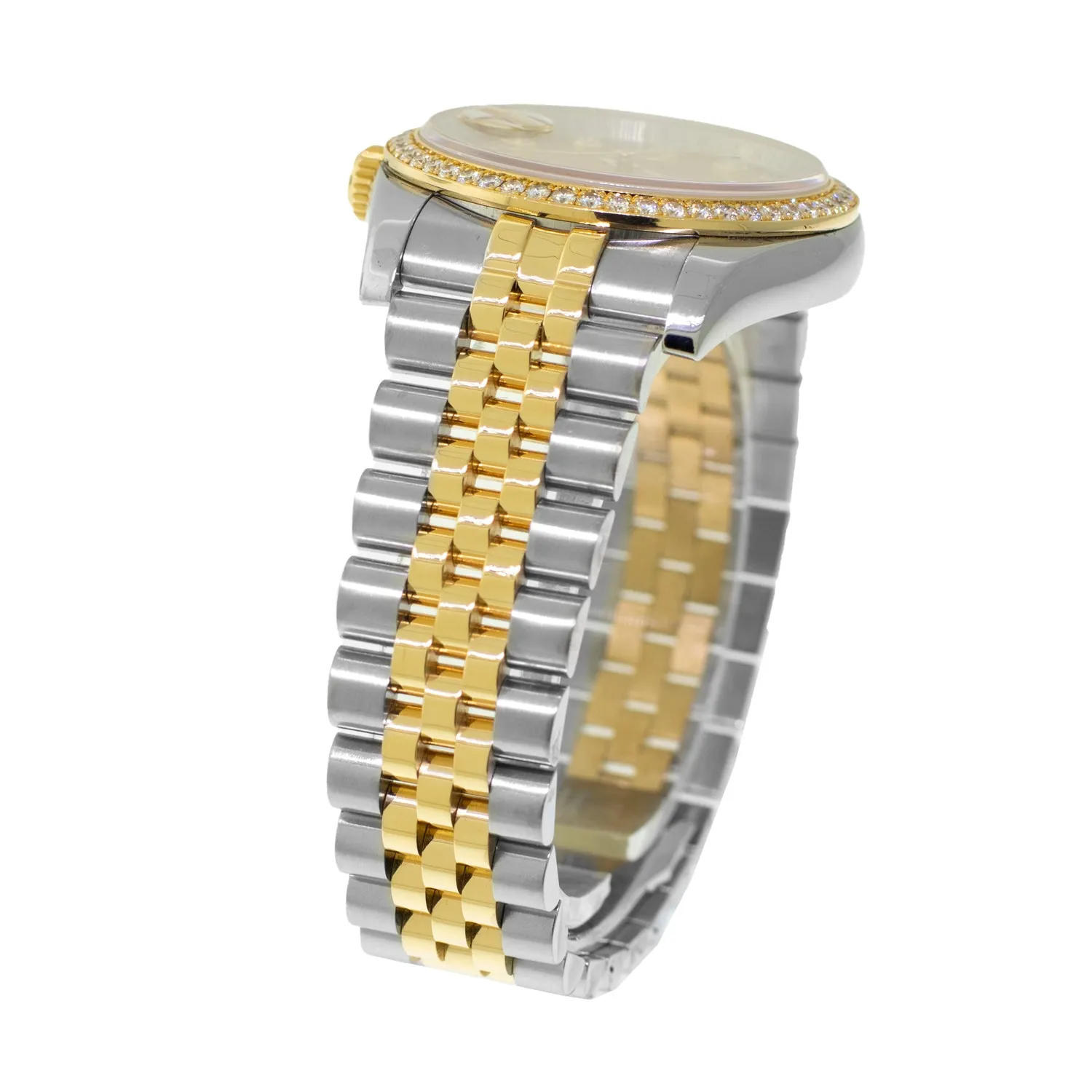 Rolex Datejust 36mm Yellow Gold & Steel Champagne Diamond Dial Diamond Bezel 116243
