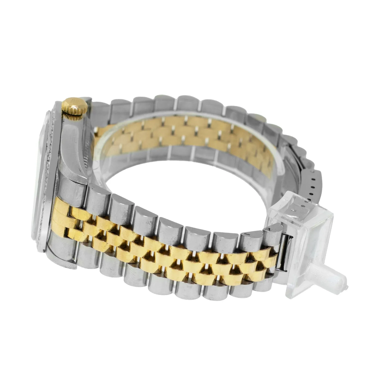 Rolex Datejust 36mm Yellow Gold & Steel White Roman Dial & Diamond Bezel 16233