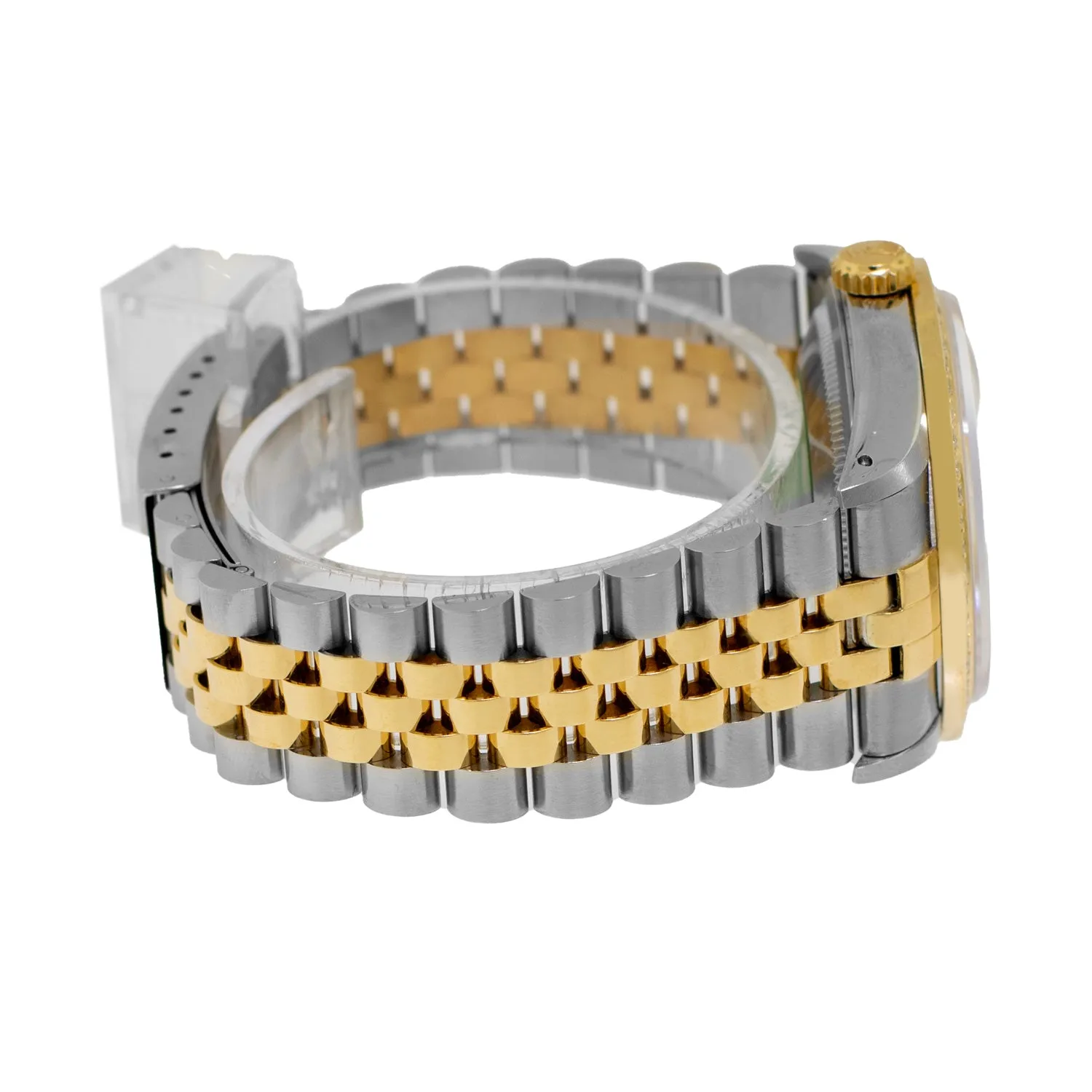 Rolex Datejust 36mm Yellow Gold Steel Mother of Pearl Diamond Dial, Diamond Bezel 16233