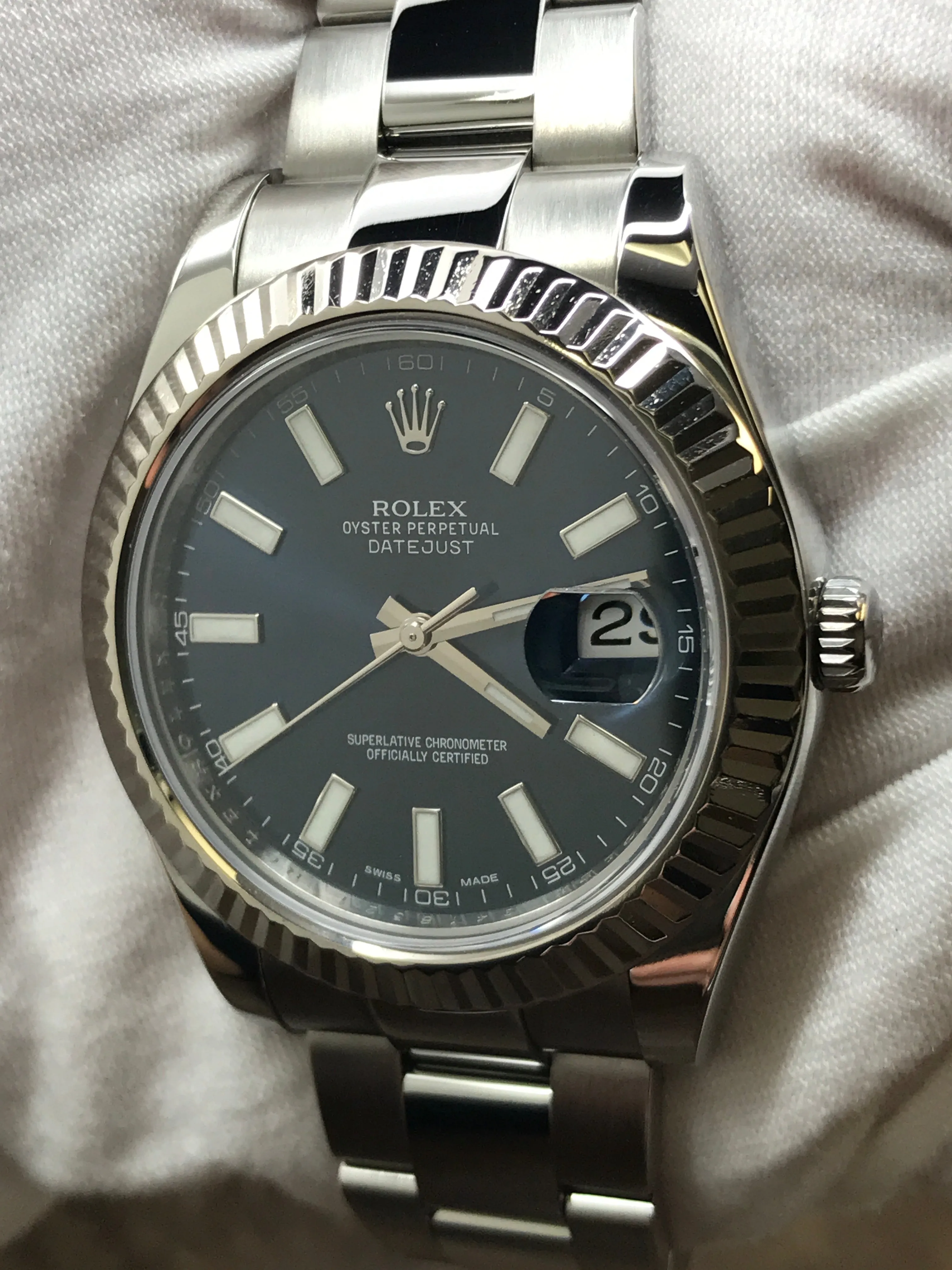 Rolex Datejust II 41mm B&P 116334 Blue Dial Automatic Men's Watch