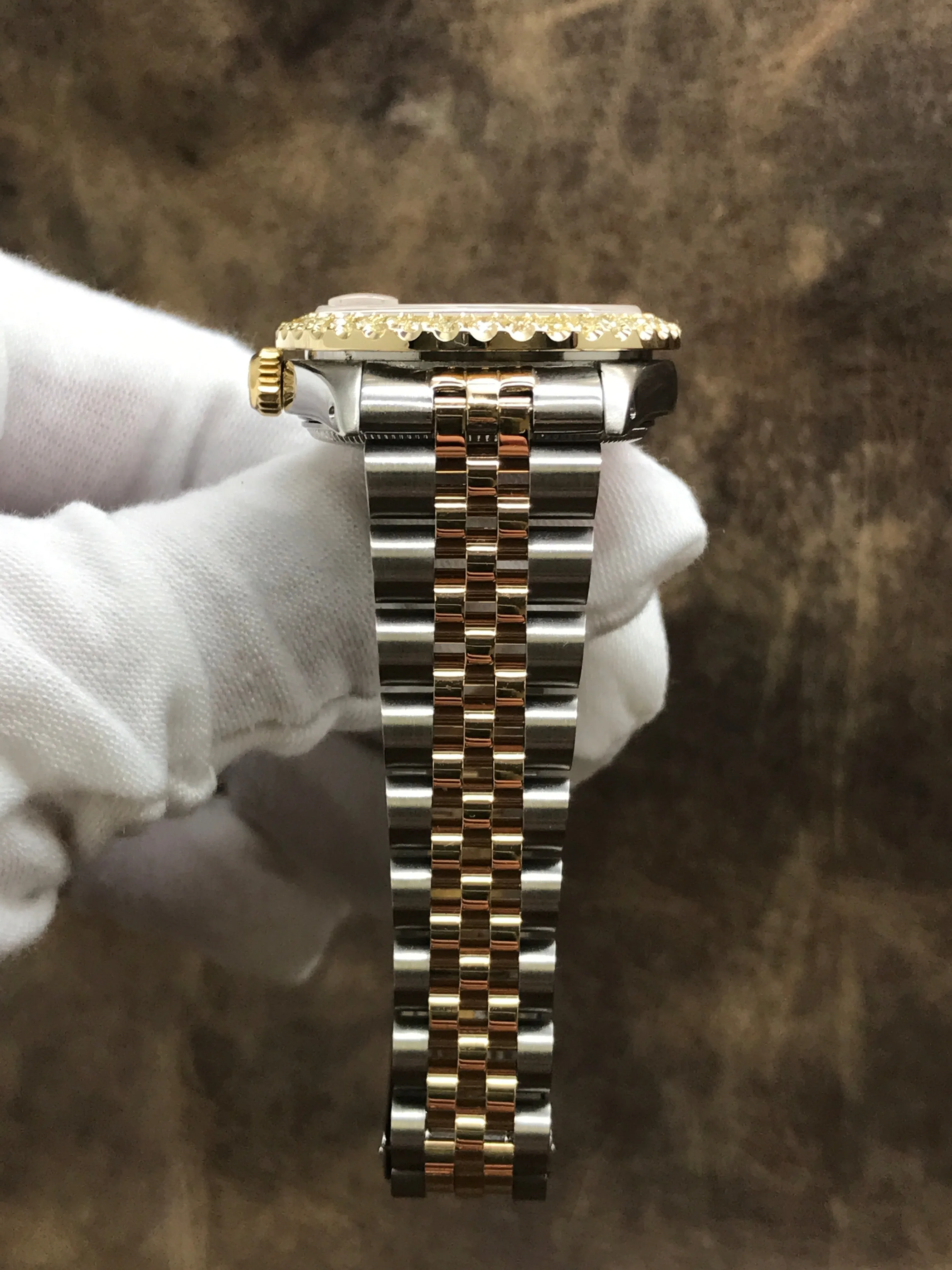 Rolex Datejust Midsize 31mm 6827 Pink Custom Diamond Dial Automatic Watch