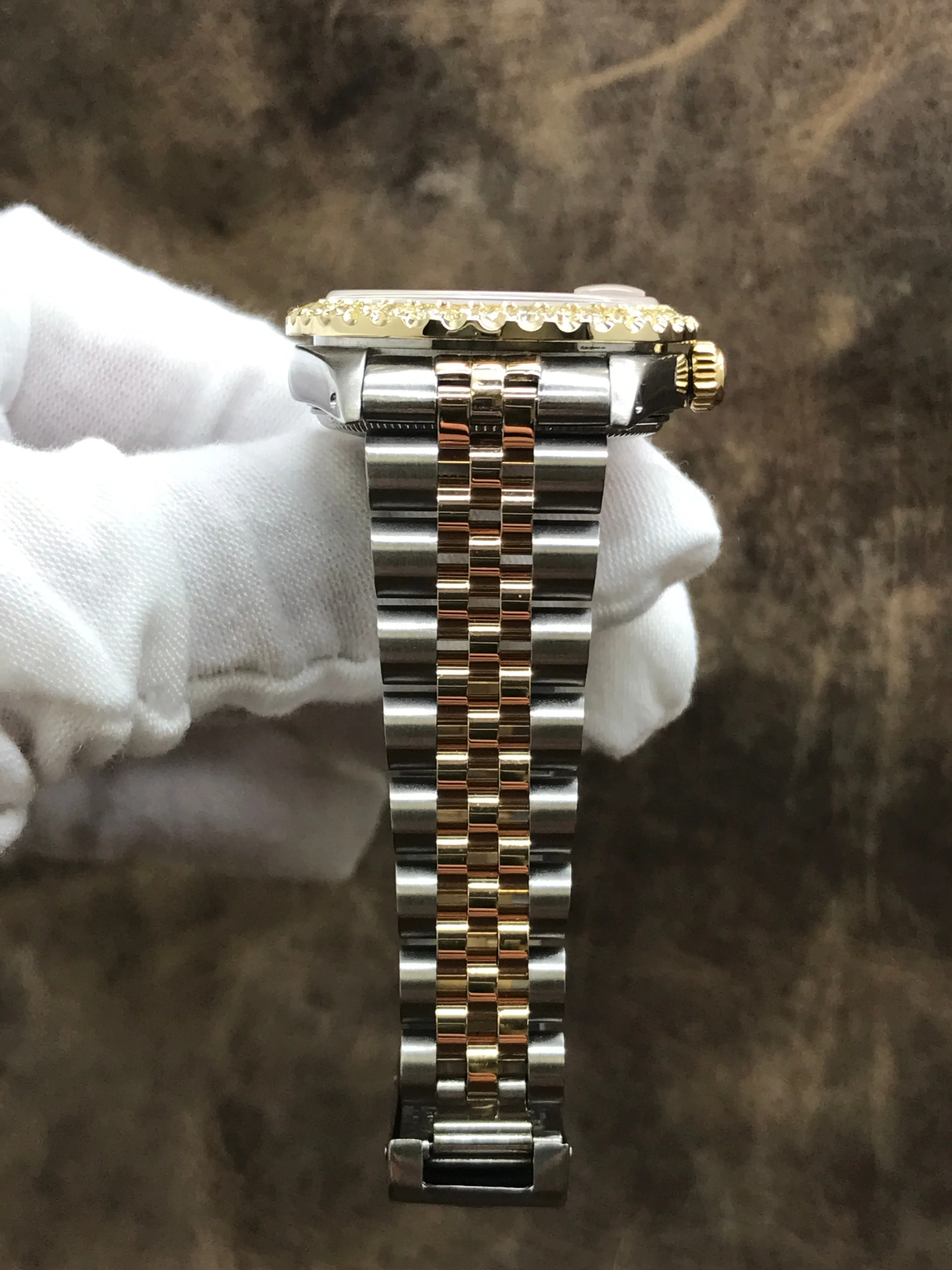 Rolex Datejust Midsize 31mm 6827 Pink Custom Diamond Dial Automatic Watch