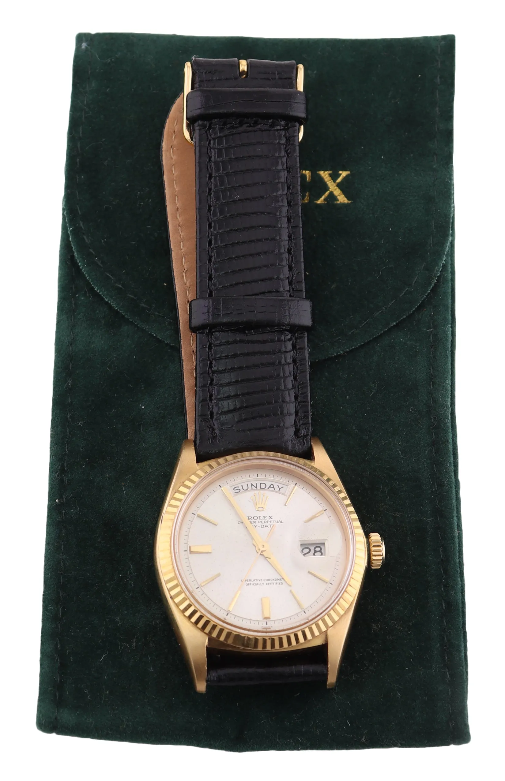 Rolex Day-Date President Champagne 36mm 1803 18K Yellow Gold Leather Watch