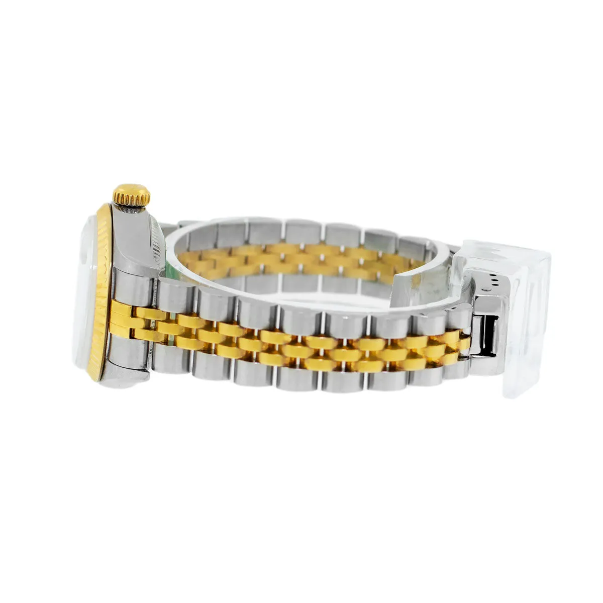 Rolex Lady-Datejust 26mm Yellow Gold Steel Dark Rhodium Diamond Dial & Fluted Bezel 69173