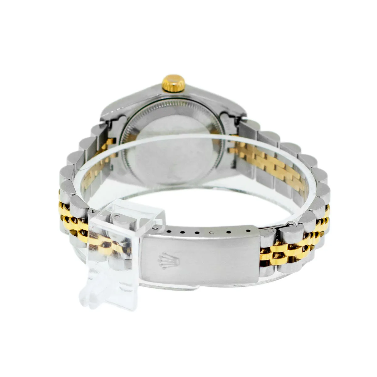 Rolex Lady-Datejust 26mm Yellow Gold Steel White Roman Diamond Dial & Fluted Bezel 69173