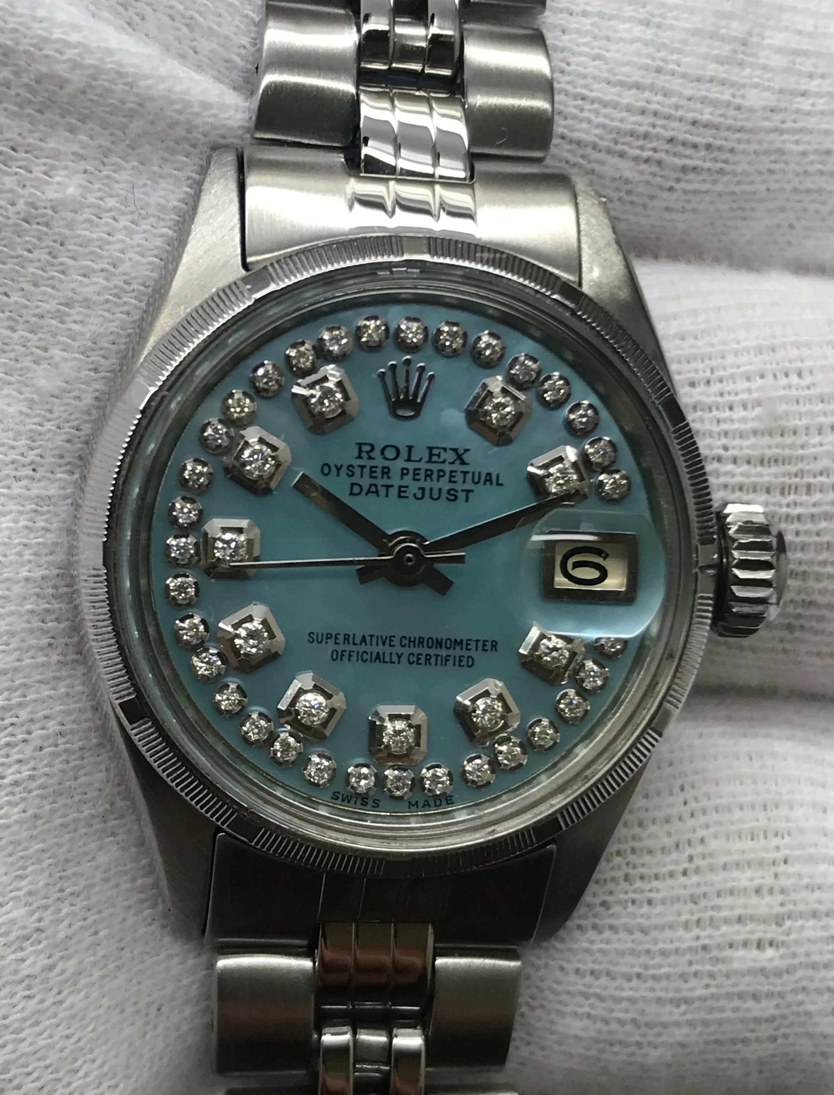 Rolex Lady Datejust 6517 Custom Turquoise Diamond  Dial Automatic Women's Watch