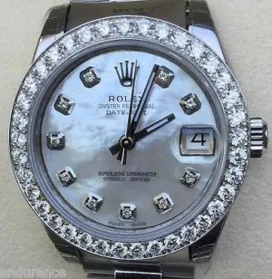 ROLEX MIDSIZE STEEL DATEJUST DIAMOND DIAL GOLD PRESIDENT BRACELET & BEZEL 178240
