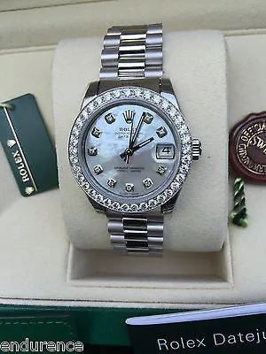 ROLEX MIDSIZE STEEL DATEJUST DIAMOND DIAL GOLD PRESIDENT BRACELET & BEZEL 178240