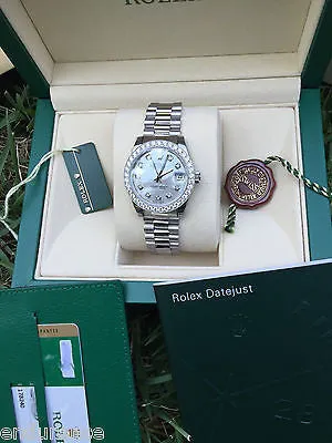 ROLEX MIDSIZE STEEL DATEJUST DIAMOND DIAL GOLD PRESIDENT BRACELET & BEZEL 178240