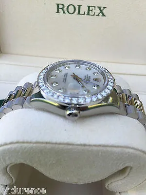 ROLEX MIDSIZE STEEL DATEJUST DIAMOND DIAL GOLD PRESIDENT BRACELET & BEZEL 178240