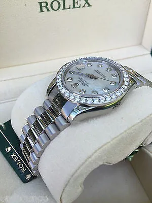 ROLEX MIDSIZE STEEL DATEJUST DIAMOND DIAL GOLD PRESIDENT BRACELET & BEZEL 178240
