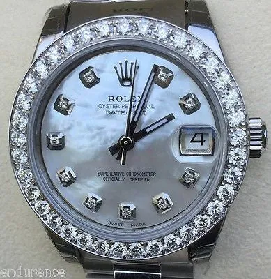 ROLEX MIDSIZE STEEL DATEJUST DIAMOND DIAL GOLD PRESIDENT BRACELET & BEZEL 178240