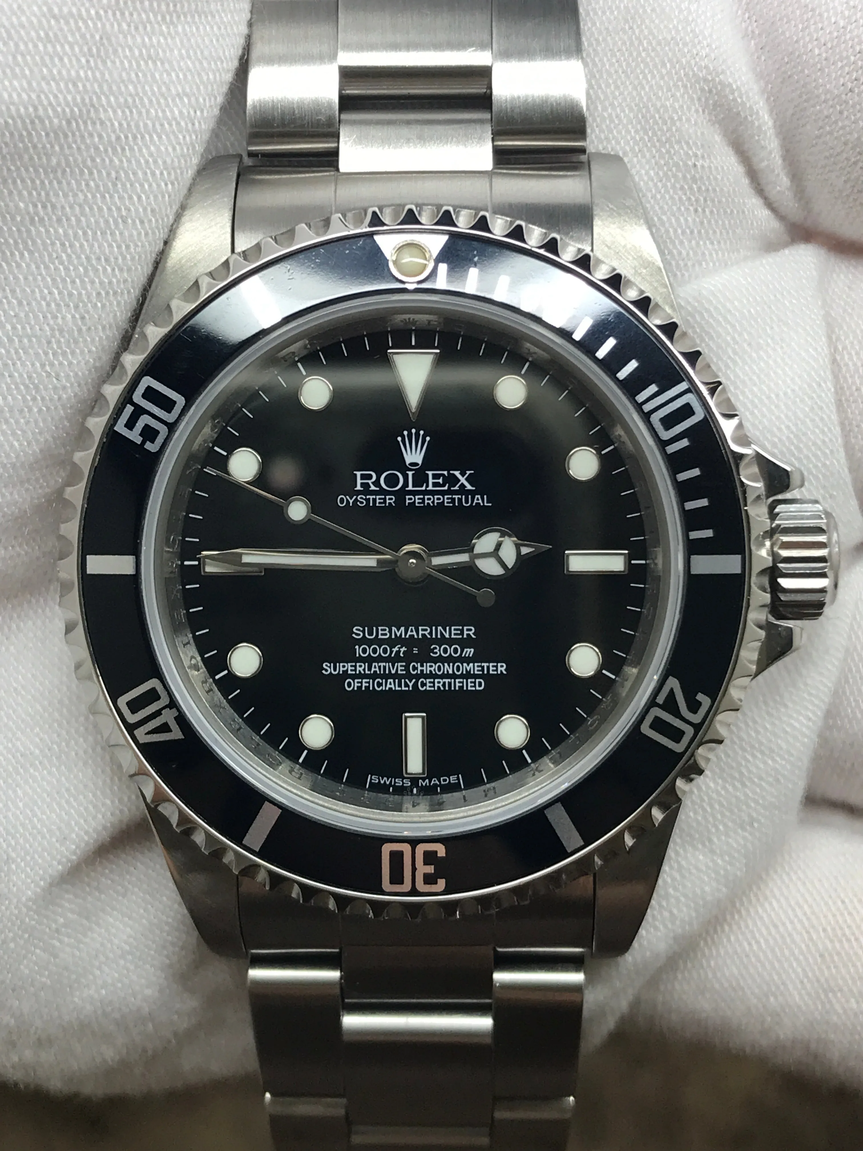 Rolex No Date Submariner Rehaut Engraved 14060 Black Dial Automatic Men's Watch