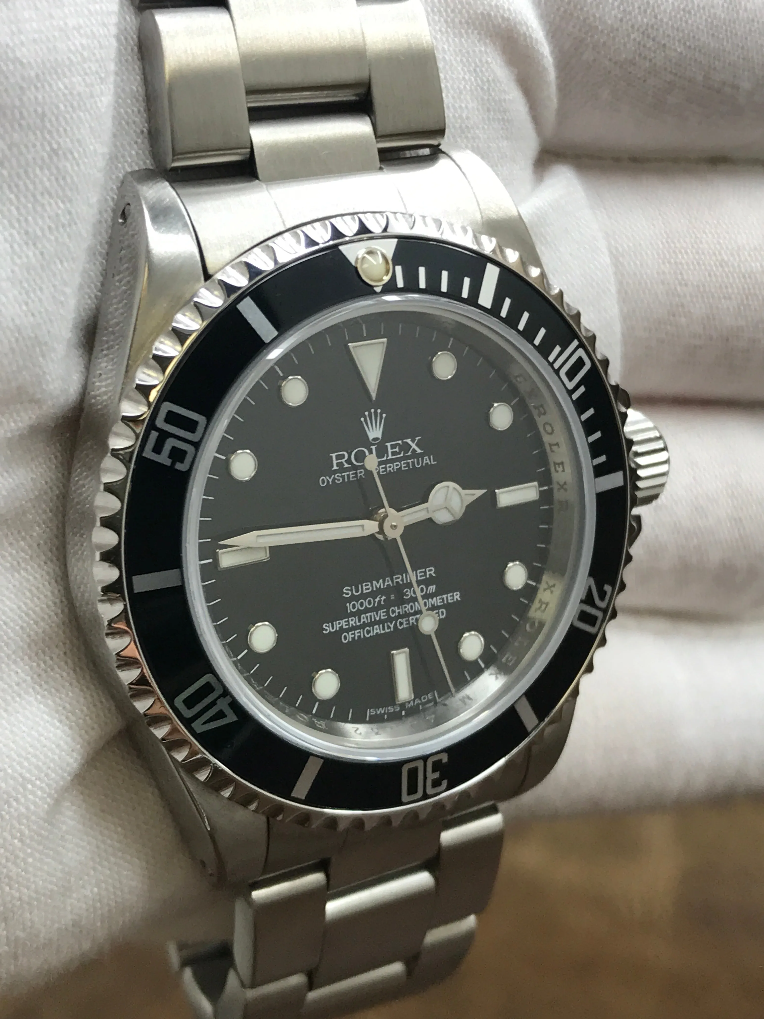 Rolex No Date Submariner Rehaut Engraved 14060 Black Dial Automatic Men's Watch
