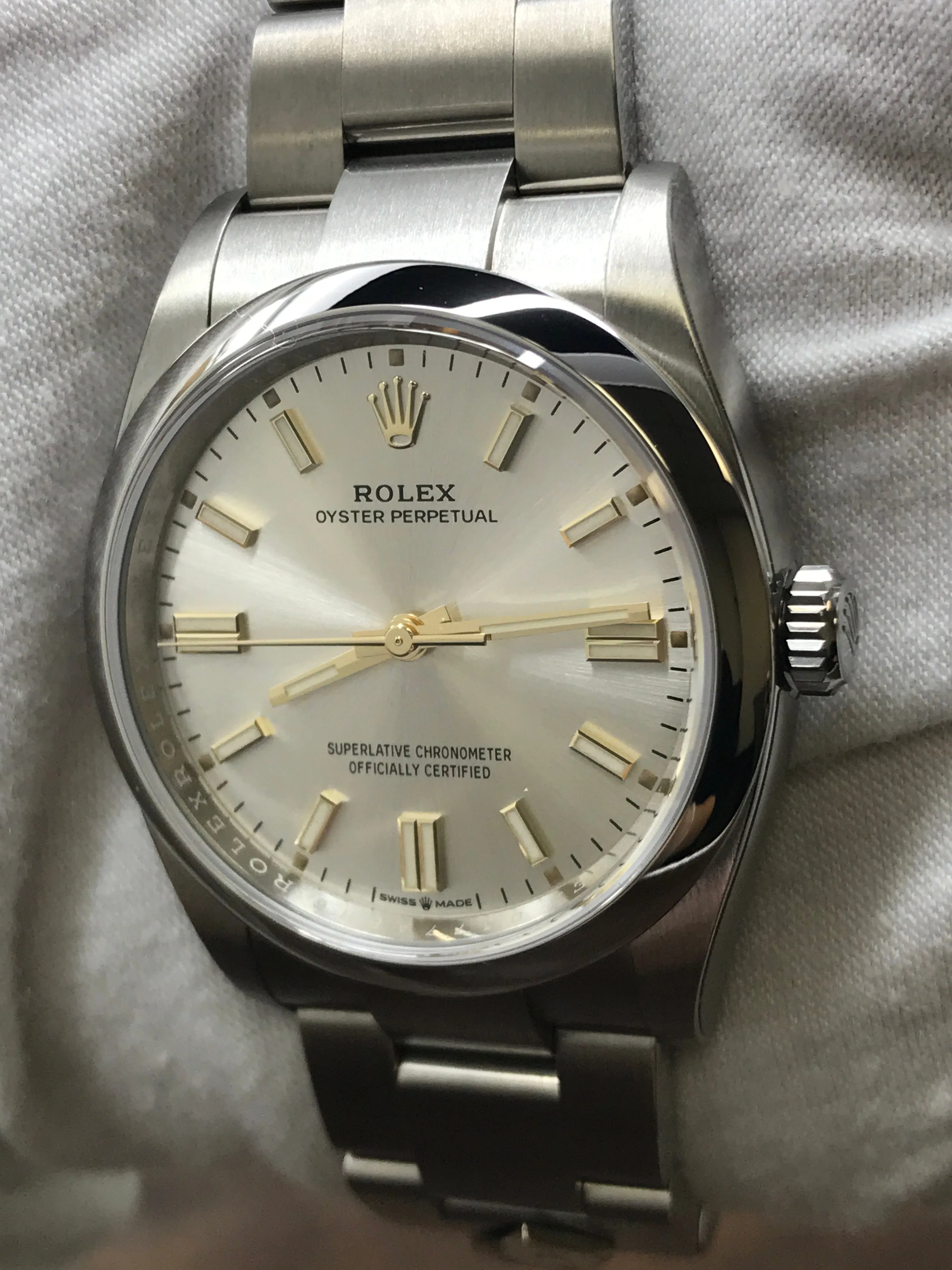 Rolex Oyster Perpetual 36mm Dominos 126000 Silver Dial Automatic Watch