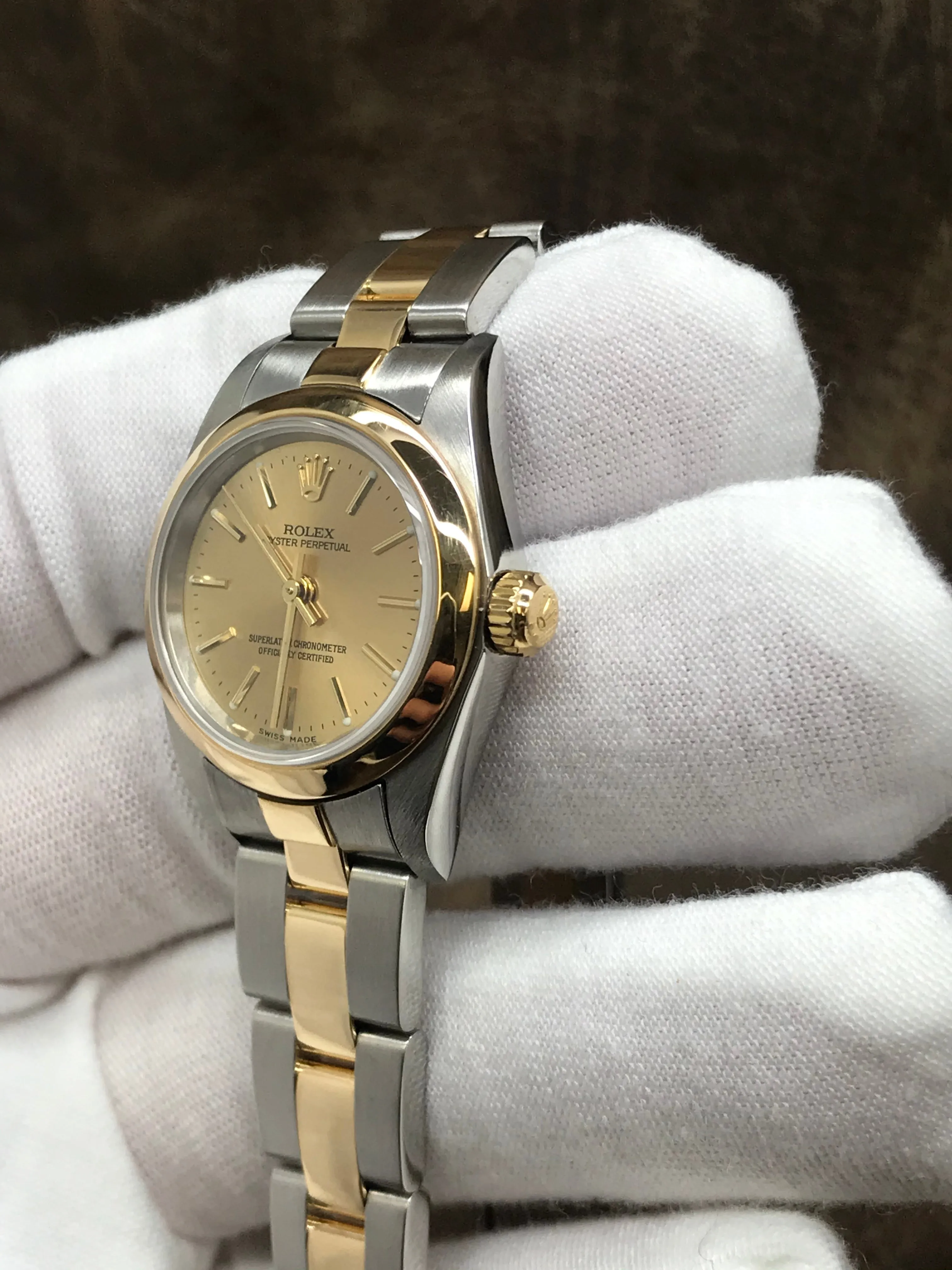 Rolex Oyster Perpetual 76183 Champagne Dial Automatic Women's Watch