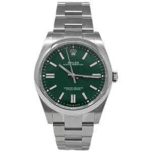 Rolex Oyster Perpetual Stainless Steel 41mm Forrest Green Stick Dial Watch Reference #: 124300
