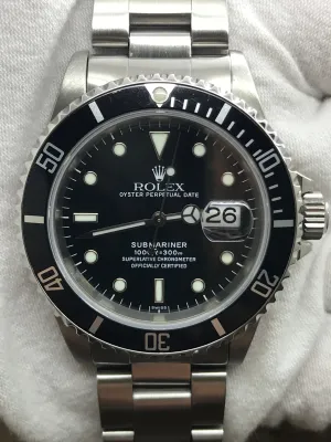 Rolex Submariner Date 16610 Black Dial Automatic Men's Watch