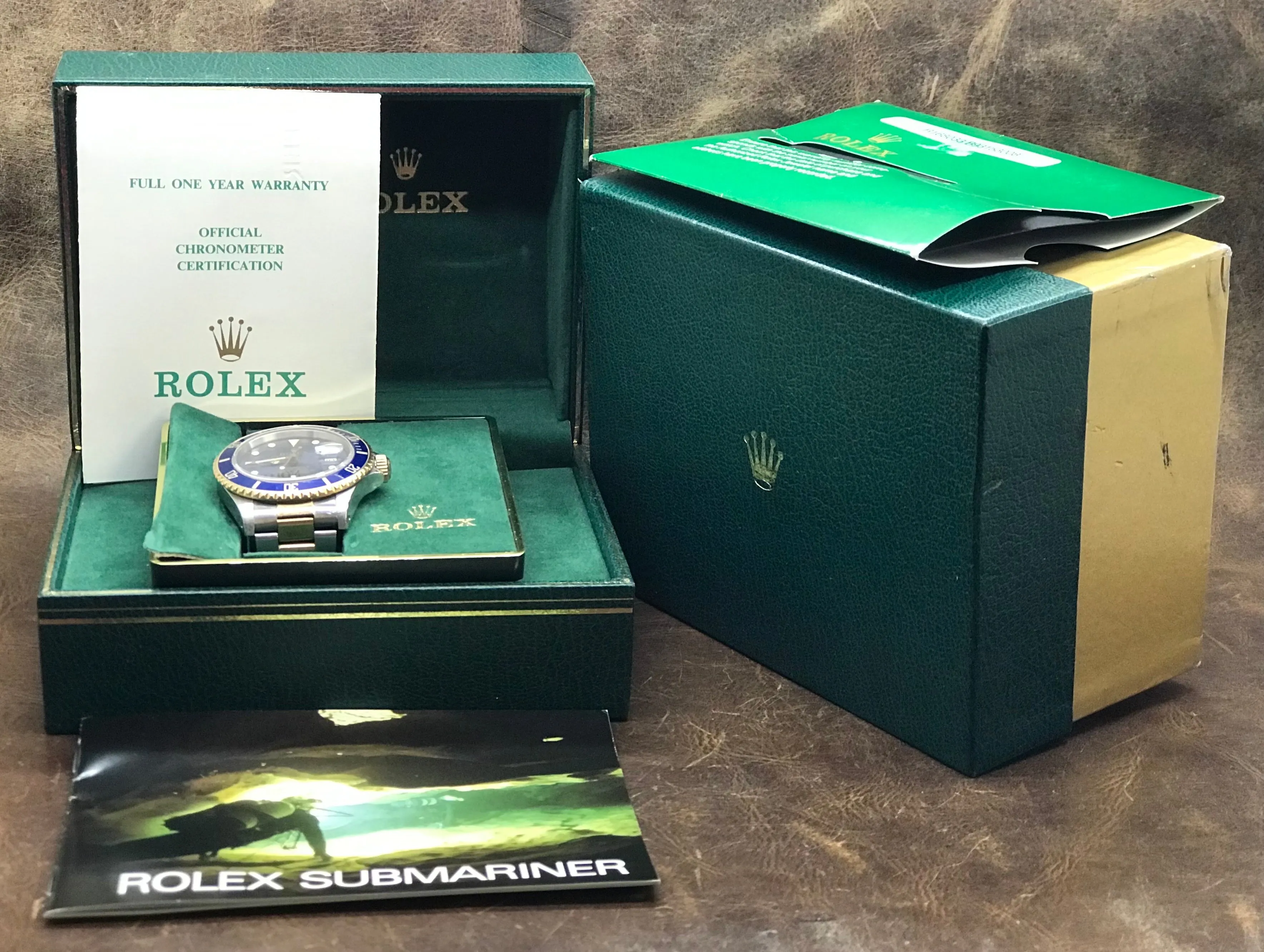 Rolex Submariner Date 2Tone with B&P 16803 Tropical Blue Dial Automatic Men's Watch