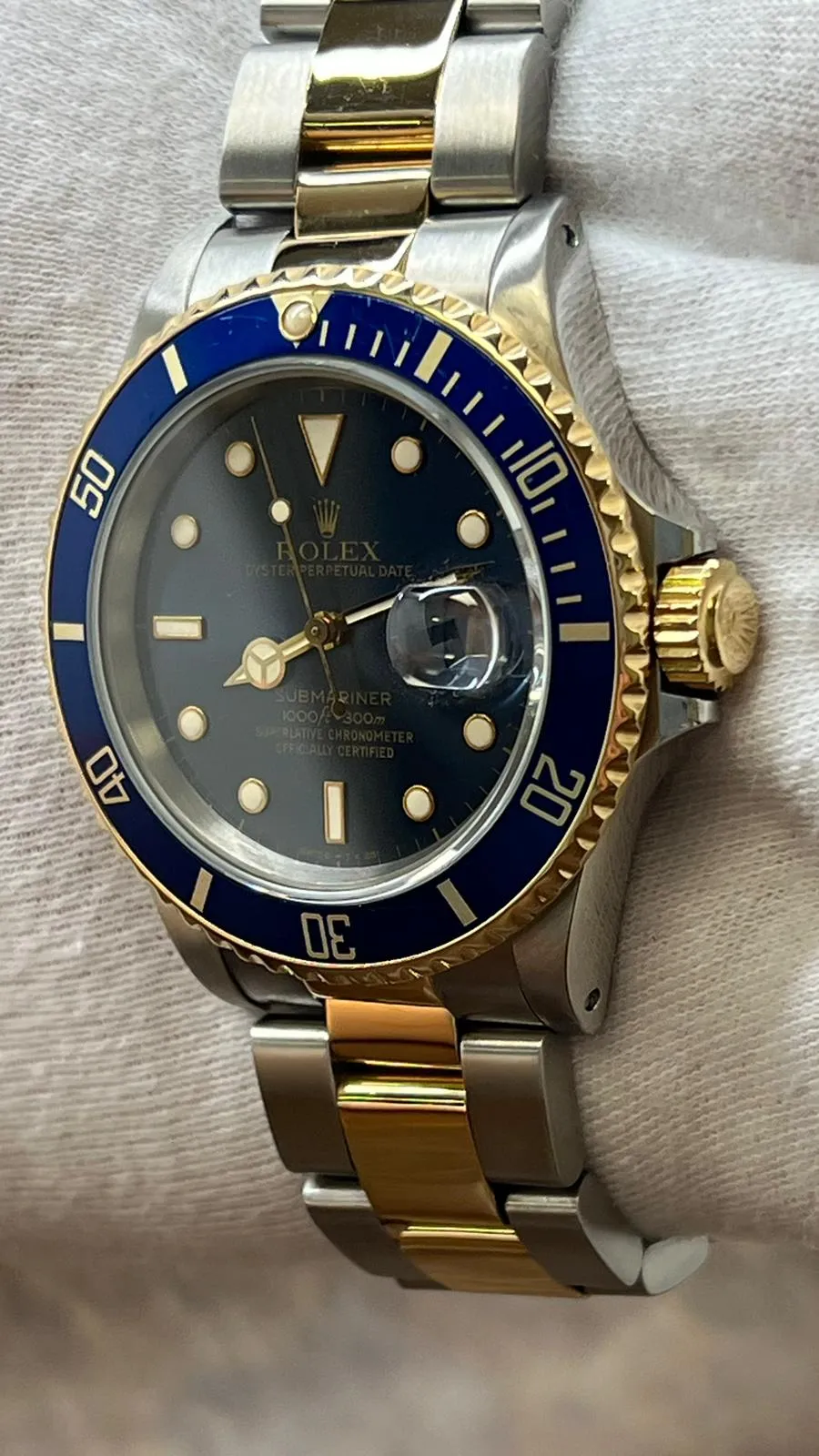 Rolex Submariner Date 2Tone with B&P 16803 Tropical Blue Dial Automatic Men's Watch