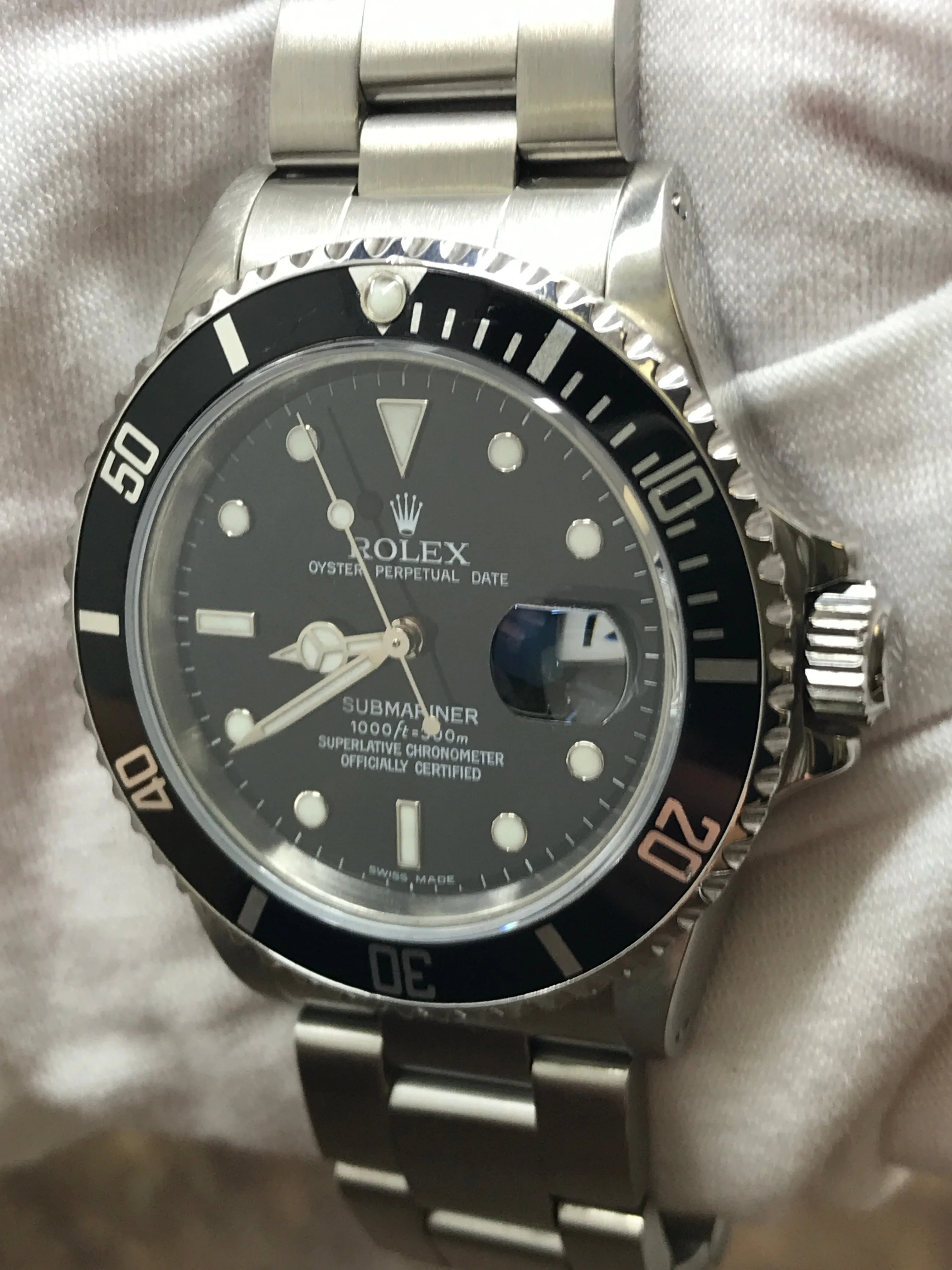Rolex Submariner Date Transitional Triple Zero 168000 Black Dial Automatic Men's Watch