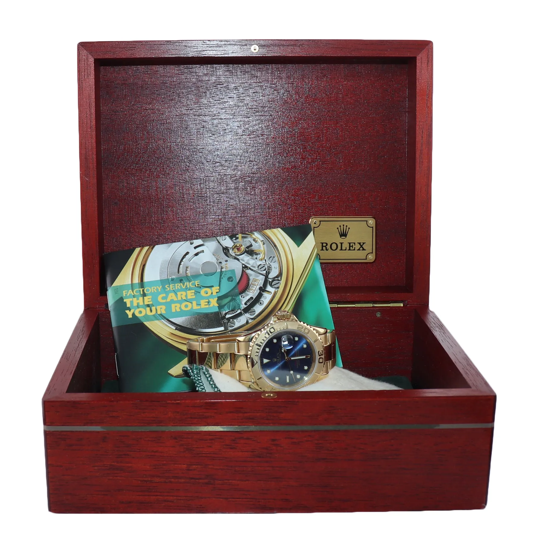 Rolex Yacht-Master 18k Yellow Gold Blue Dial 16628 40mm Watch Box