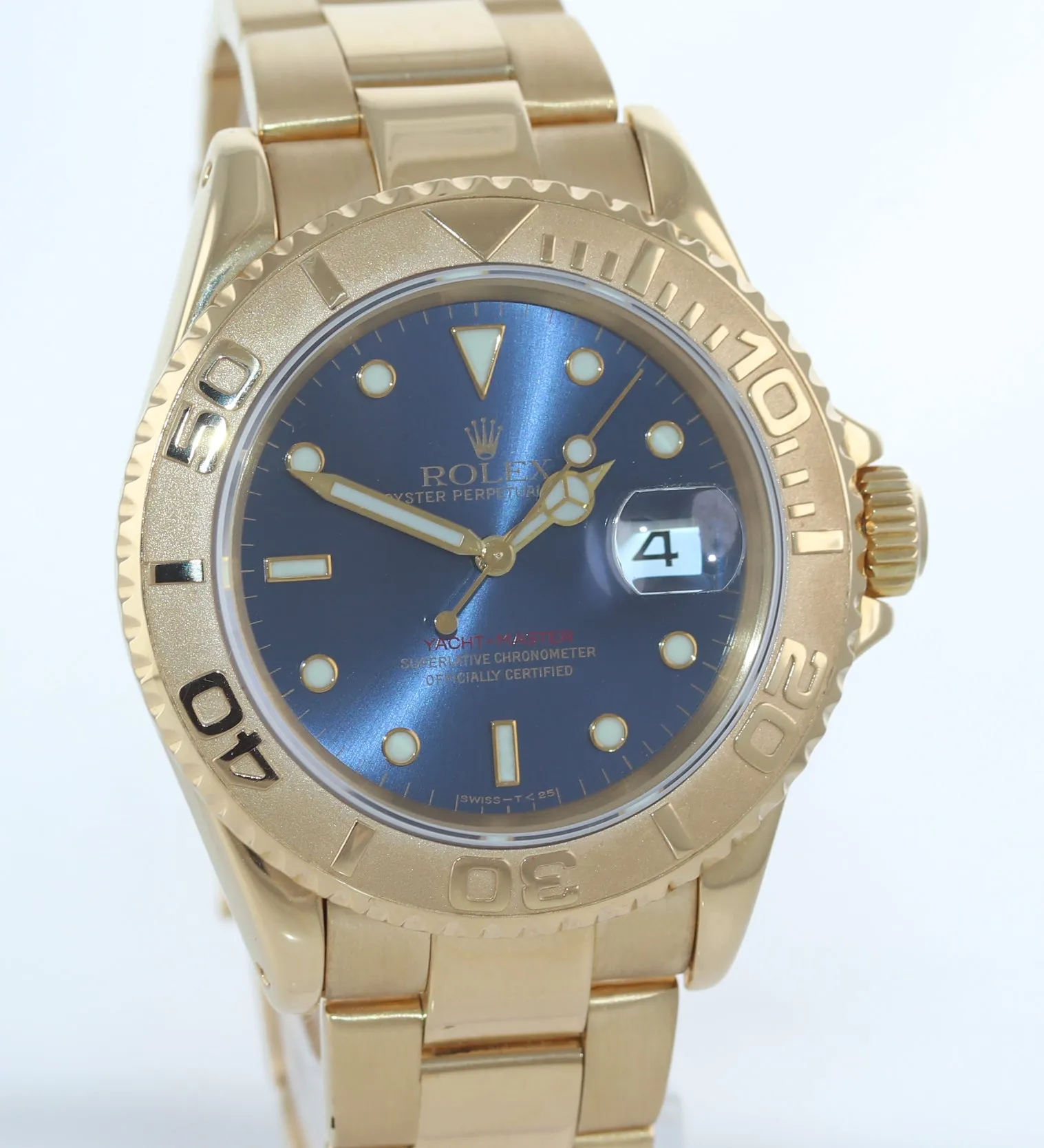 Rolex Yacht-Master 18k Yellow Gold Blue Dial 16628 40mm Watch Box