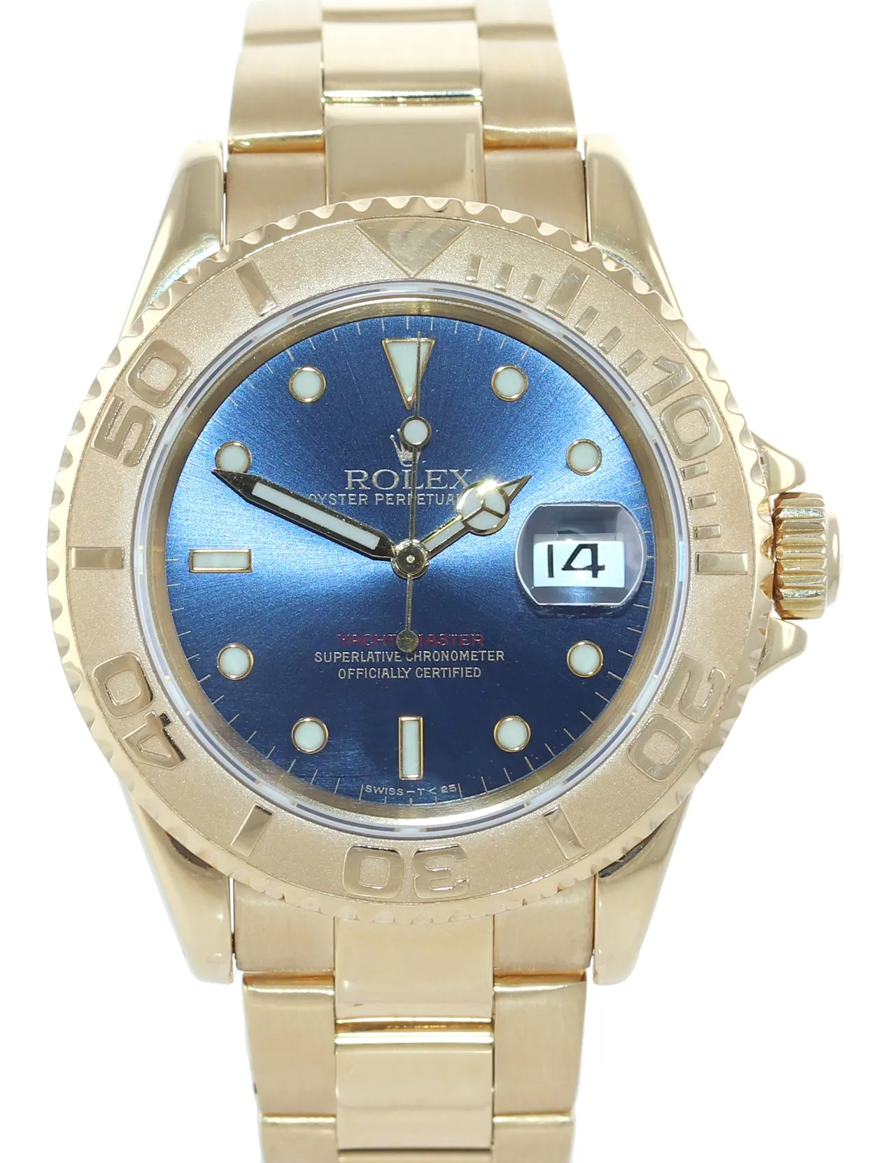 Rolex Yacht-Master 18k Yellow Gold Blue Dial 16628 40mm Watch Box