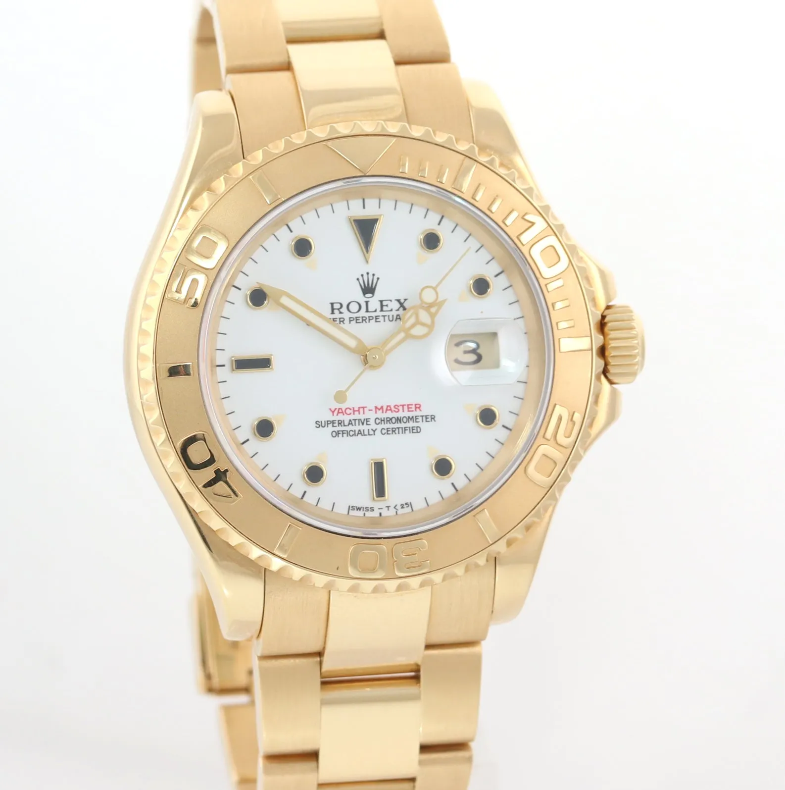 Rolex Yacht-Master 18k Yellow Gold White Sapphire 40mm 16628 40mm Watch