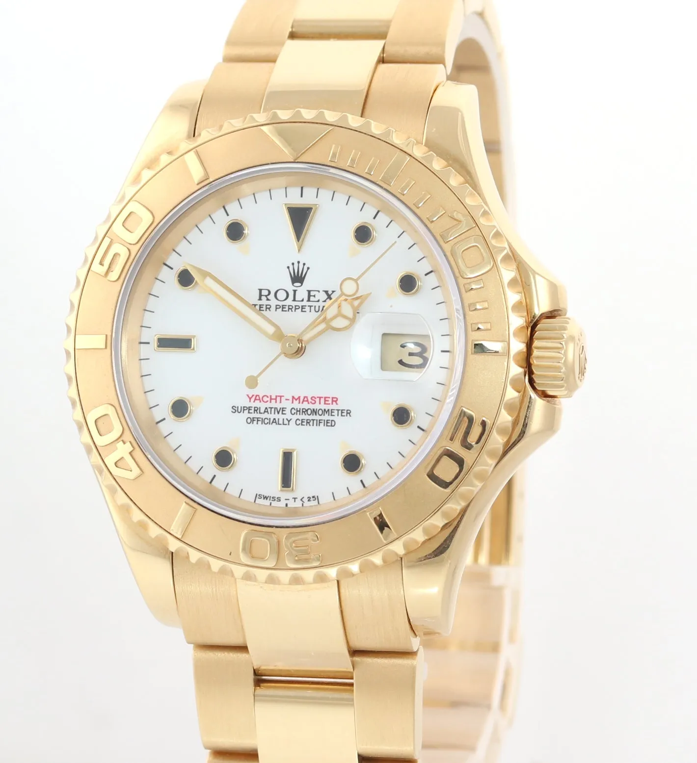 Rolex Yacht-Master 18k Yellow Gold White Sapphire 40mm 16628 40mm Watch