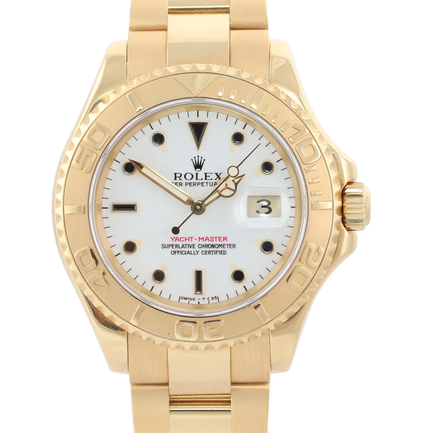 Rolex Yacht-Master 18k Yellow Gold White Sapphire 40mm 16628 40mm Watch
