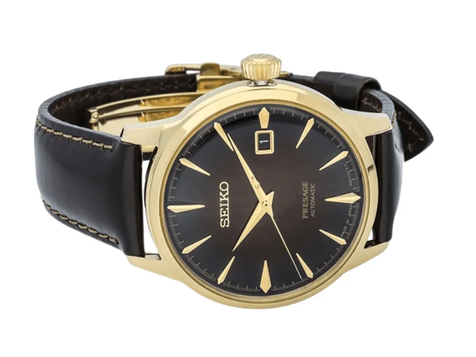 Seiko Presage Limited Edition Gold Case Brown Dial Men's Watch SRPD36J1