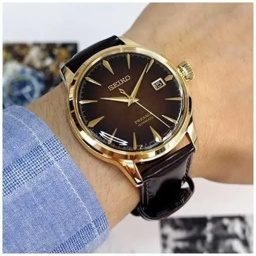 Seiko Presage Limited Edition Gold Case Brown Dial Men's Watch SRPD36J1