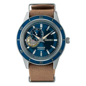 Seiko Presage SSA453J1 SSA453 SSA453J Style60's Automatic Open Heart Leather Watch