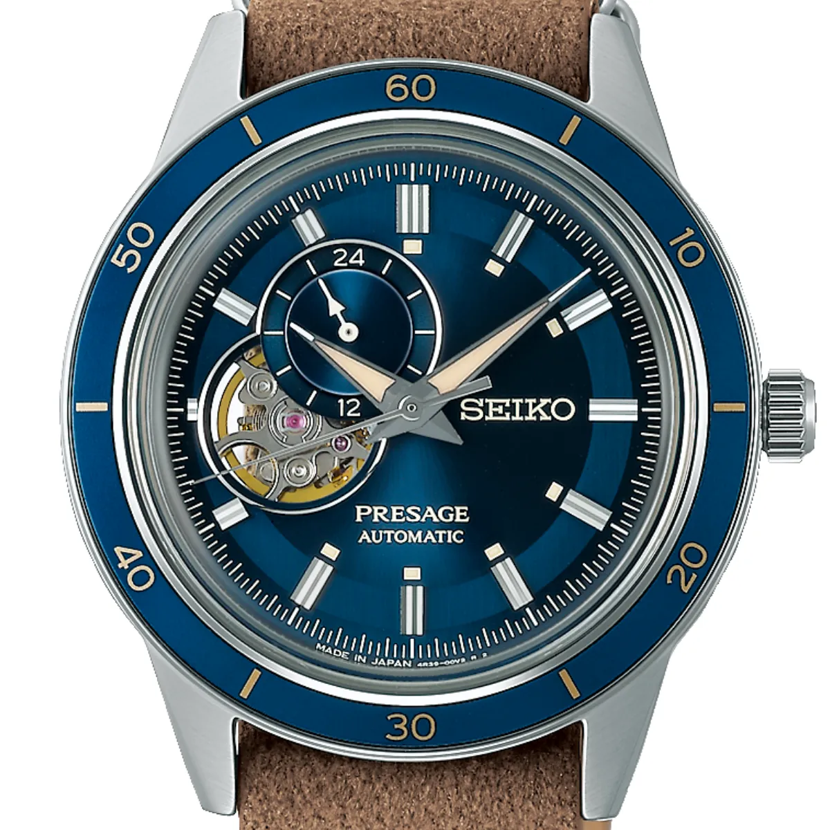 Seiko Presage SSA453J1 SSA453 SSA453J Style60's Automatic Open Heart Leather Watch