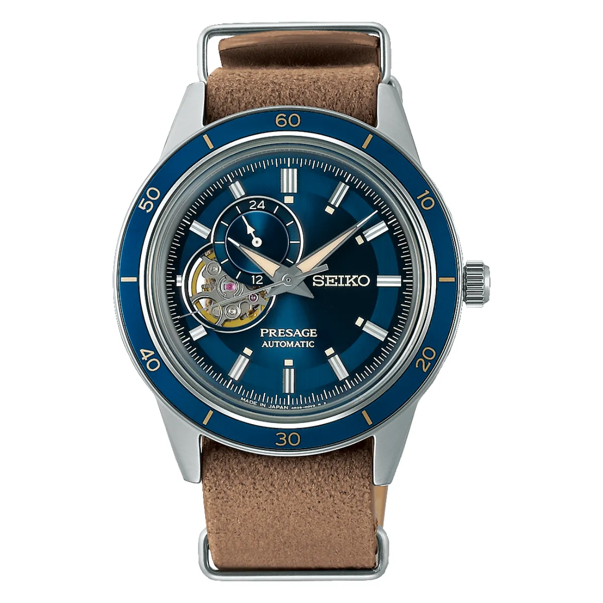 Seiko Presage SSA453J1 SSA453 SSA453J Style60's Automatic Open Heart Leather Watch